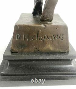 Art Deco Dancer Statue Figurine Signed D. H. Chiparus in Bronze Decorative NR
