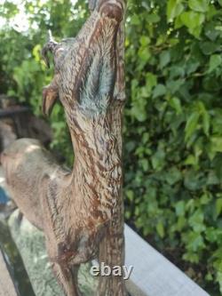 Art Deco Deer Sculpture, Regule with Bronze Patina, Signed CHAM RULAS, Marble, 73 cm, 1930