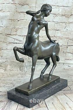 Art Deco Detailed Centaur Chair Genuine Bronze Sculpture Marble Opens