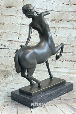 Art Deco Detailed Centaur Chair Genuine Bronze Sculpture Marble Opens