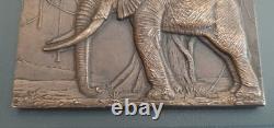 Art Deco Elephant Medal R. THENOT 1930s Plaque 75mm Bronze Hallmark Original