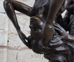 Art Deco Erotic Bronze Sculpture Elevated Detail Man and Woman Nude