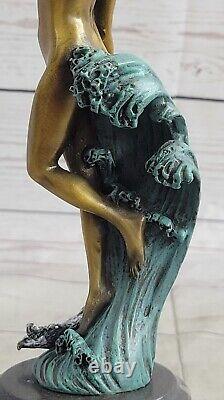 Art Deco Erotic Nude Female Bronze Statue Cast Flesh Girl Sculpture
