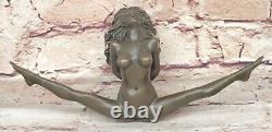 Art Deco Erotic Nude Girl Real Bronze Sculpture Casting Figurine