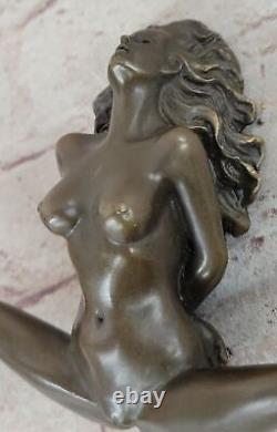 Art Deco Erotic Nude Girl Real Bronze Sculpture Casting Figurine