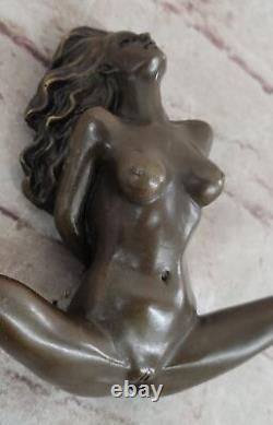 Art Deco Erotic Nude Girl Real Bronze Sculpture Casting Figurine