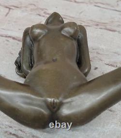 Art Deco Erotic Nude Girl Real Bronze Sculpture Casting Figurine