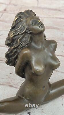 Art Deco Erotic Nude Girl Real Bronze Sculpture Casting Figurine