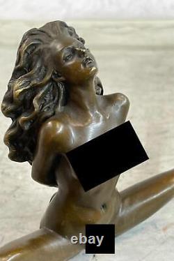 Art Deco Erotic Nude Girl True Bronze Sculpture Font Figurine Open