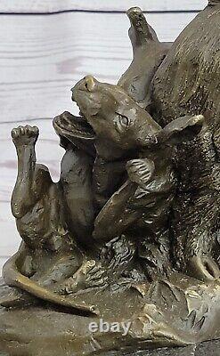 Art Deco Farm Decor Happy Pig Wild Boar Dog Bronze Marble Figurine