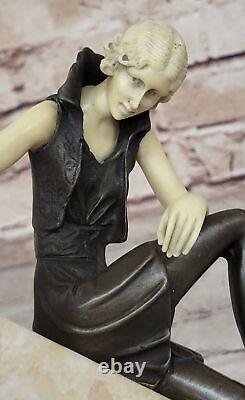 Art Deco Fashion Dancer Model Actress Bronze Cast Sculpture Statue Business No.