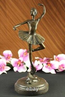 Art Deco Font Bronze Gravity Ballerina Ballet Statue Sculpture Signed Milo