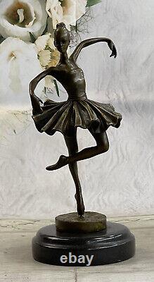 Art Deco Font Bronze Gravity Ballerina Ballet Statue Sculpture Signed Milo