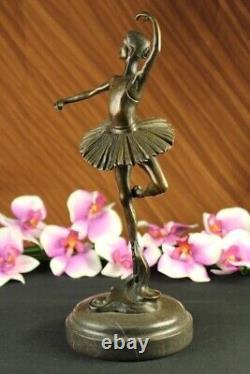 Art Deco Font Bronze Gravity Ballerina Ballet Statue Sculpture Signed Milo