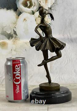 Art Deco Font Bronze Gravity Ballerina Ballet Statue Sculpture Signed Milo