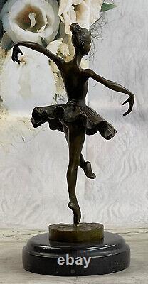 Art Deco Font Bronze Gravity Ballerina Ballet Statue Sculpture Signed Milo