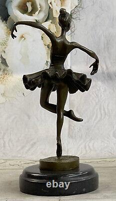 Art Deco Font Bronze Gravity Ballerina Ballet Statue Sculpture Signed Milo