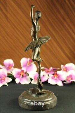Art Deco Font Bronze Gravity Ballerina Ballet Statue Sculpture Signed Milo