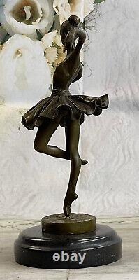 Art Deco Font Bronze Gravity Ballerina Ballet Statue Sculpture Signed Milo