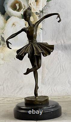 Art Deco Font Bronze Gravity Ballerina Ballet Statue Sculpture Signed Milo