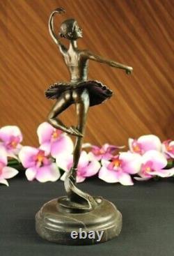 Art Deco Font Bronze Gravity Ballerina Ballet Statue Sculpture Signed Milo