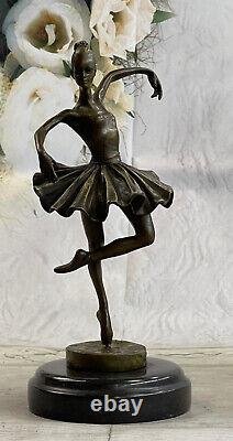 Art Deco Font Bronze Gravity Ballerina Ballet Statue Sculpture Signed Milo