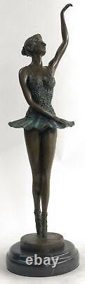 Art Deco Font Bronze Gravity Ballerina Ballet Statue Sculpture Verde 16 Nr