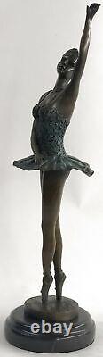 Art Deco Font Bronze Gravity Ballerina Ballet Statue Sculpture Verde 16 Nr