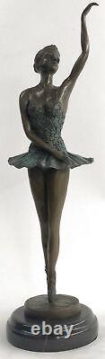 Art Deco Font Bronze Gravity Ballerina Ballet Statue Sculpture Verde 16 Nr