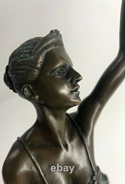 Art Deco Font Bronze Gravity Ballerina Ballet Statue Sculpture Verde 16 Nr