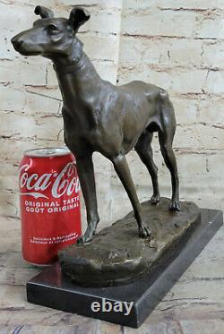 Art Deco Font Grey Dog Animal Company Bronze Sculpture Marble Base