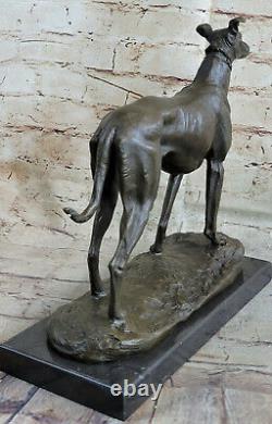 Art Deco Font Grey Dog Animal Company Bronze Sculpture Marble Base