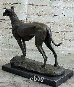 Art Deco Font Grey Dog Animal Company Bronze Sculpture Marble Base