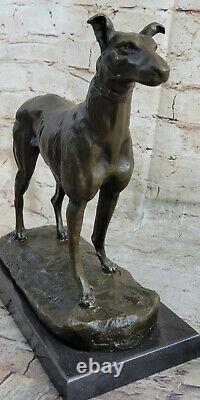 Art Deco Font Grey Dog Animal Company Bronze Sculpture Marble Base