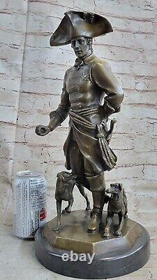 Art Deco Frederick The Great With Two Barzoi Dogs General Army In Bronze