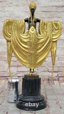 Art Deco Gilded Bronze Sculpture Dancer Inspired by Iconic Elegance by J. Erté