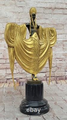 Art Deco Gilded Bronze Sculpture Dancer Inspired by Iconic Elegance by J. Erté