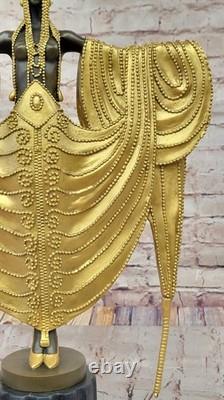 Art Deco Gilded Bronze Sculpture Dancer Inspired by Iconic Elegance by J. Erté