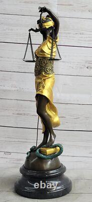 Art Deco Gold Accent Store Justice Original Signed Mayer Bronze Sculpture Figurine