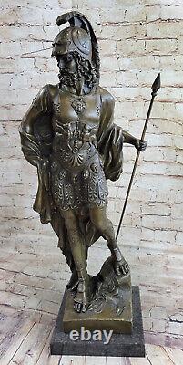 Art Deco Grand Odysseus Romain Warrior Bronze Sculpture Statue Figure