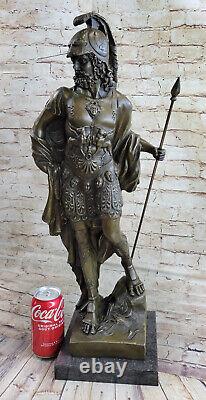 Art Deco Grand Odysseus Romain Warrior Bronze Sculpture Statue Figure