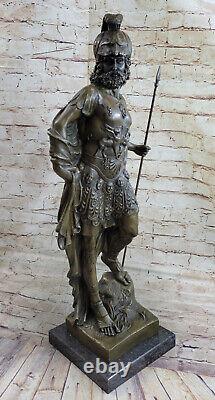 Art Deco Grand Odysseus Romain Warrior Bronze Sculpture Statue Figure