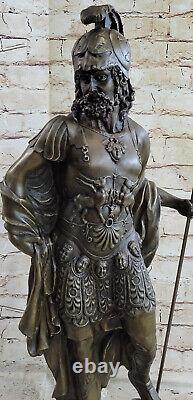 Art Deco Grand Odysseus Romain Warrior Bronze Sculpture Statue Figure