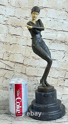 Art Deco Handmade Classicchiparusbronze Sculpture Marble Base Solved