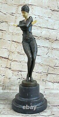 Art Deco Handmade Classicchiparusbronze Sculpture Marble Base Solved