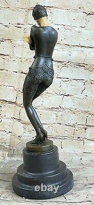 Art Deco Handmade Classicchiparusbronze Sculpture Marble Base Solved