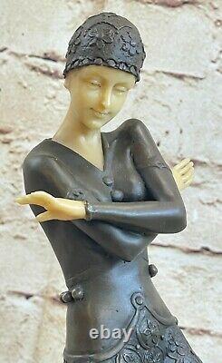 Art Deco Handmade Classicchiparusbronze Sculpture Marble Base Solved