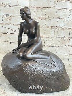 Art Deco Handmade Sculpture Denmark Siren Chair Bronze Copper Statue
