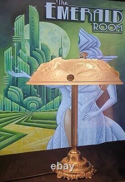 Art Deco Lamp Art New Molded Glass Muller Frères Lunaville Bronze Or Brass