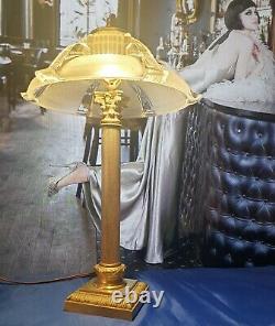 Art Deco Lamp Art Nouveau Glass Cast Bronze Or Laiton
